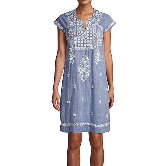 Roller Rabbit Faith Dress, Chambray denim white size medium cotton - Picture 1 of 9